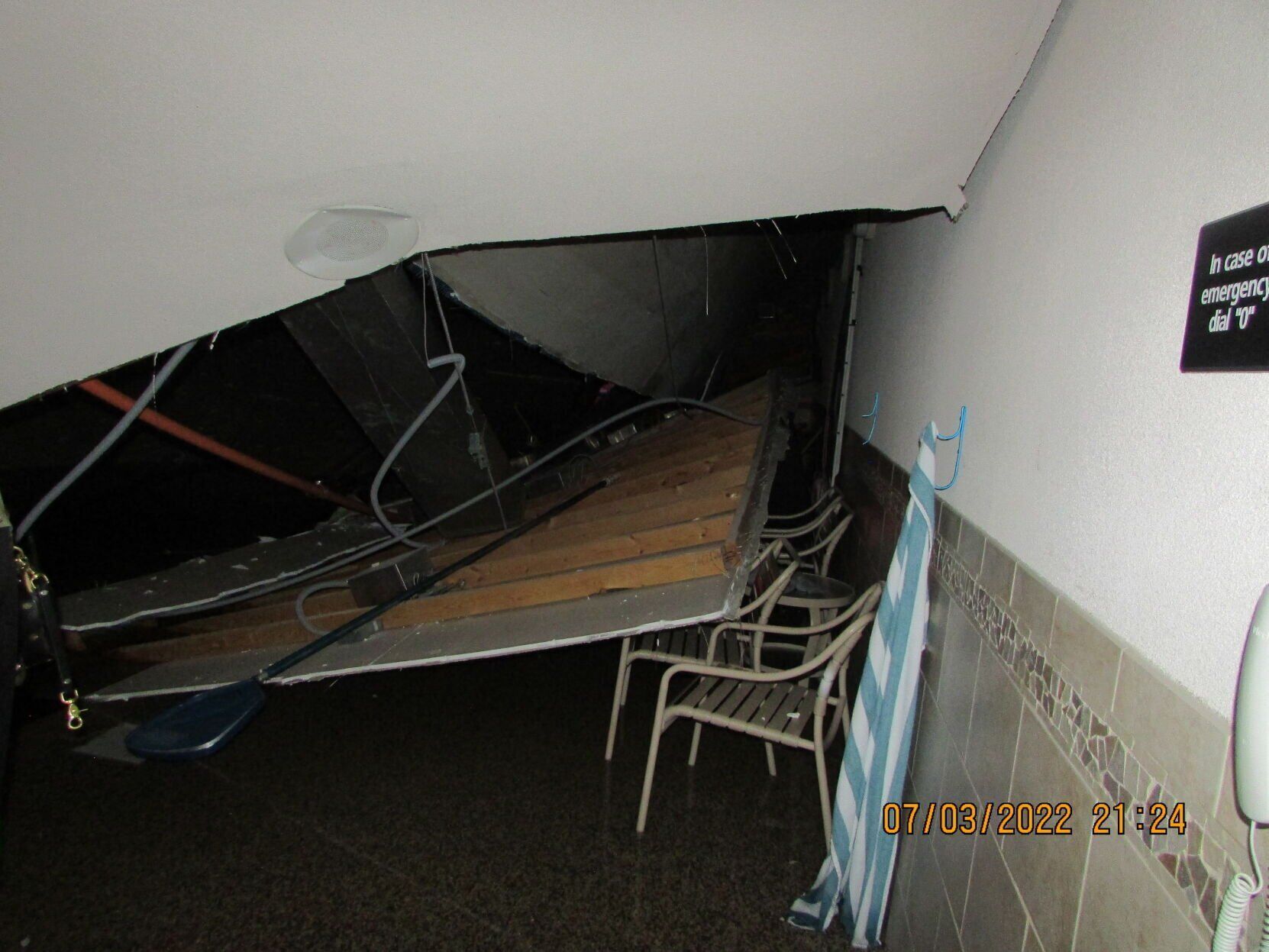 Hotel ceiling collapse